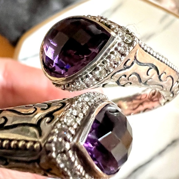 Authentic Scott Kay Diamond Amethyst Cuff Bracelet - Picture 2 of 6